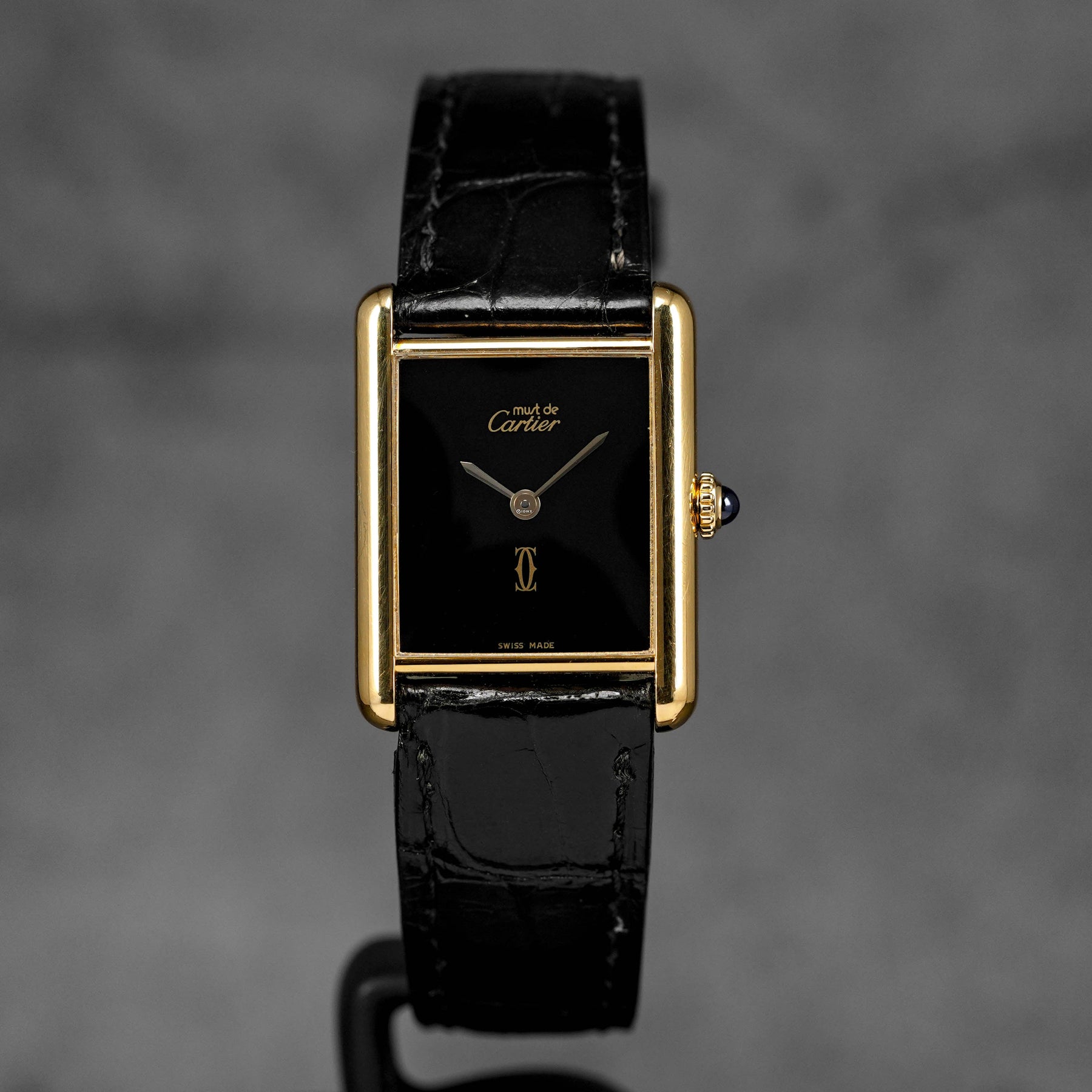 TANK MUST CARTIER TANK MUST VERMEIL YELLOWGOLD-PLATED BLACK ONYX DIAL (WATCH ONLY) OMNILUXE