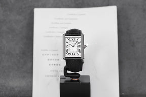 TANK SOLO L SILVER DIAL LEATHER STRAP (2018)