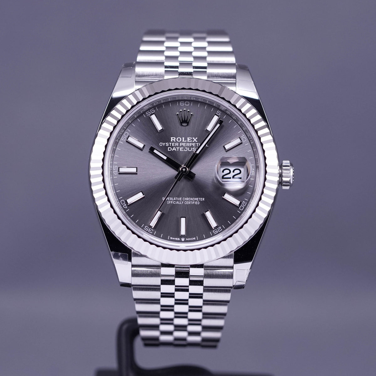 DATEJUST 41MM FLUTED JUBILEE RHODIUM DIAL (2022)
