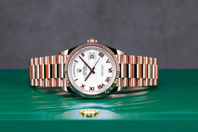 Rolex Daydate Rosegold White Roman