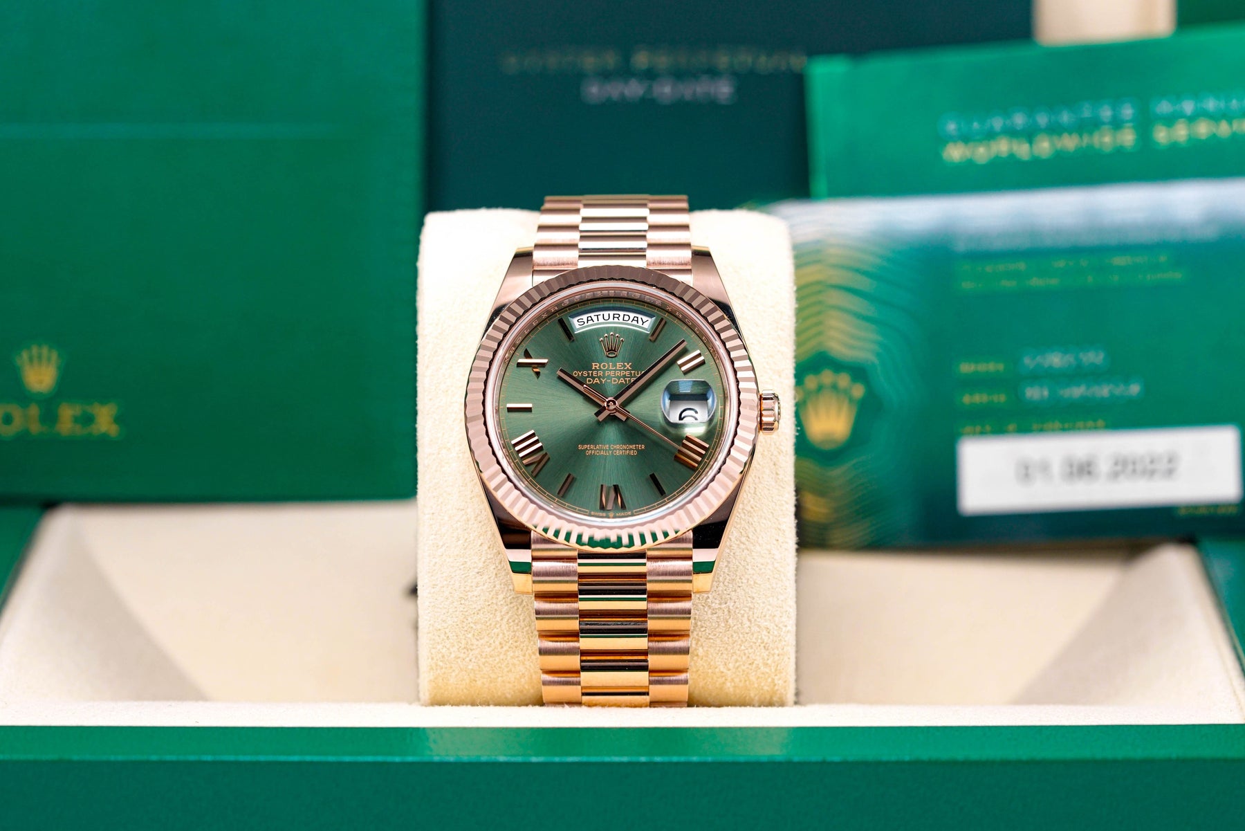 DAYDATE 40MM ROSEGOLD OLIVE GREEN DIAL (2022)