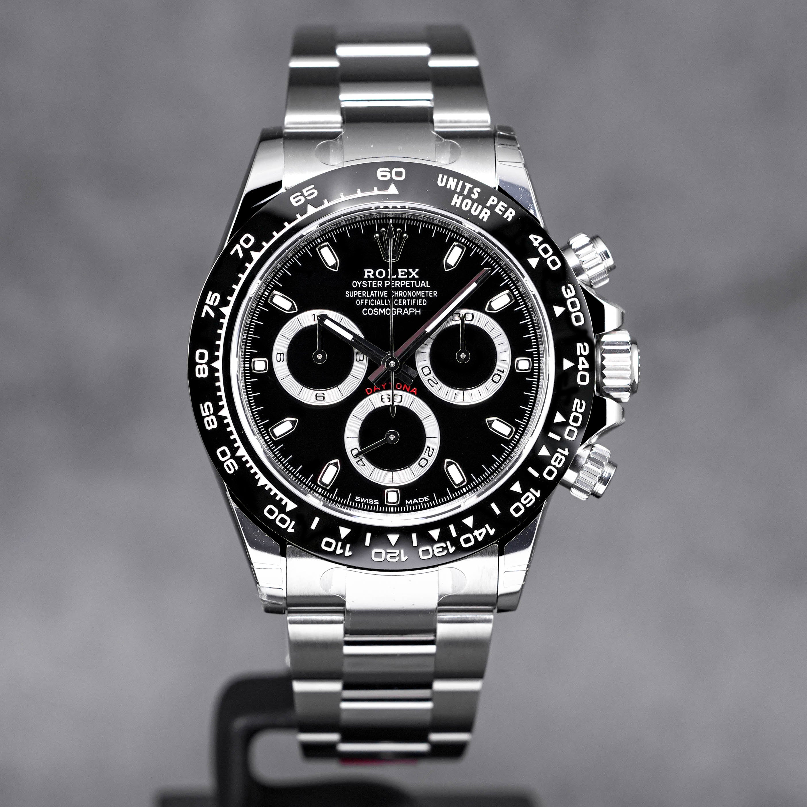 ROLEX DAYTONA STEEL CERAMIC BEZEL BLACK DIAL (2023) - OMNILUXE