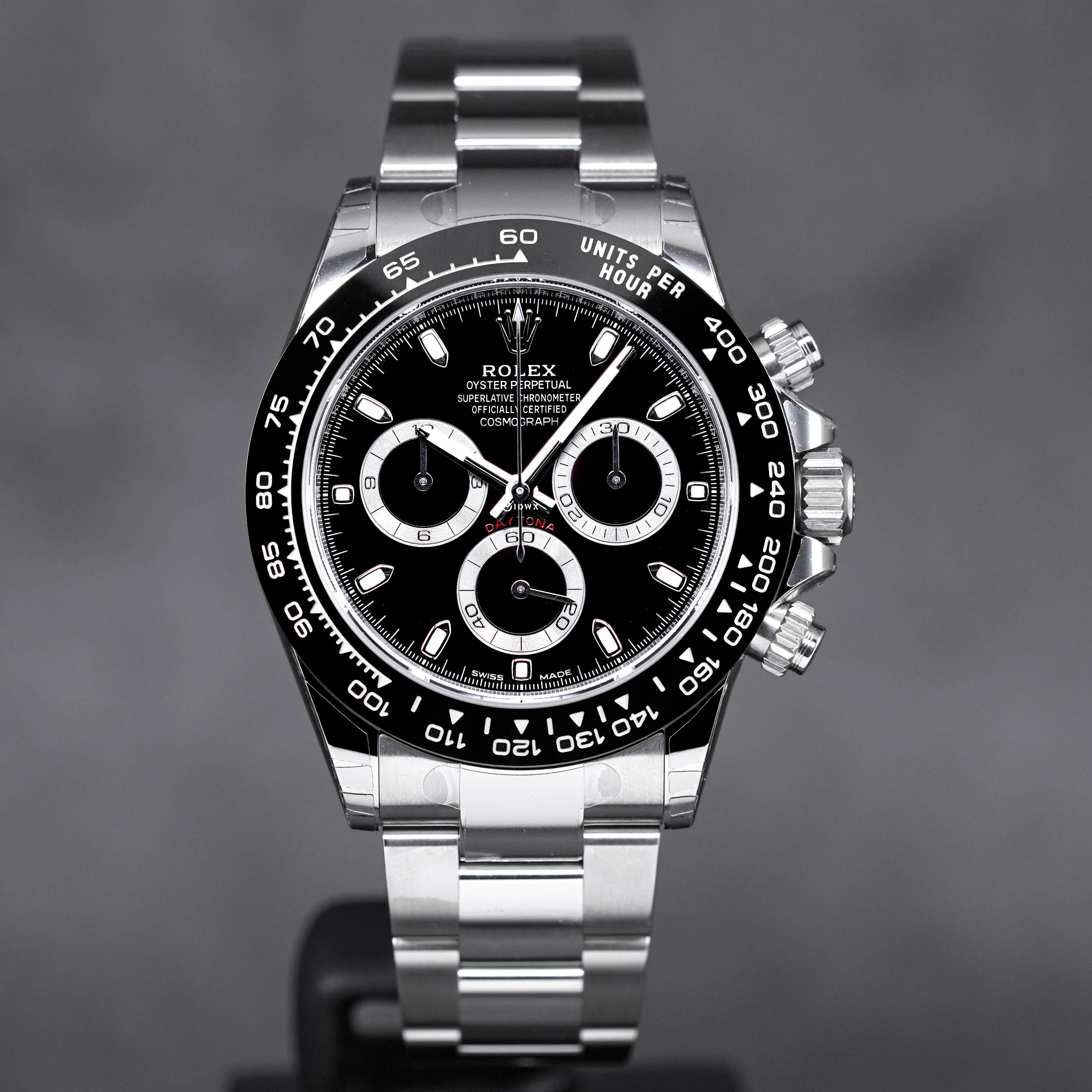 ROLEX DAYTONA STEEL CERAMIC BEZEL BLACK DIAL 2021 OMNILUXE