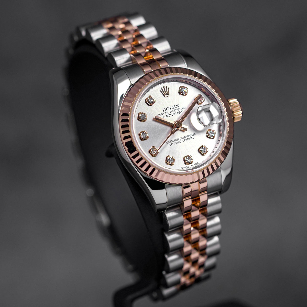 DATEJUST 26MM TWOTONE ROSEGOLD SILVER DIAMOND DIAL (2008)