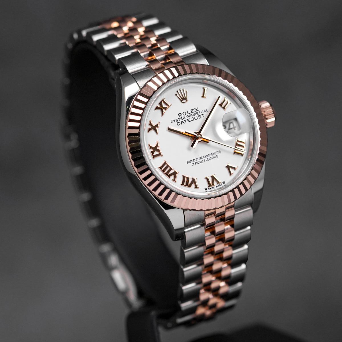 DATEJUST 28MM TWOTONE ROSEGOLD WHITE ROMAN DIAL (2023)
