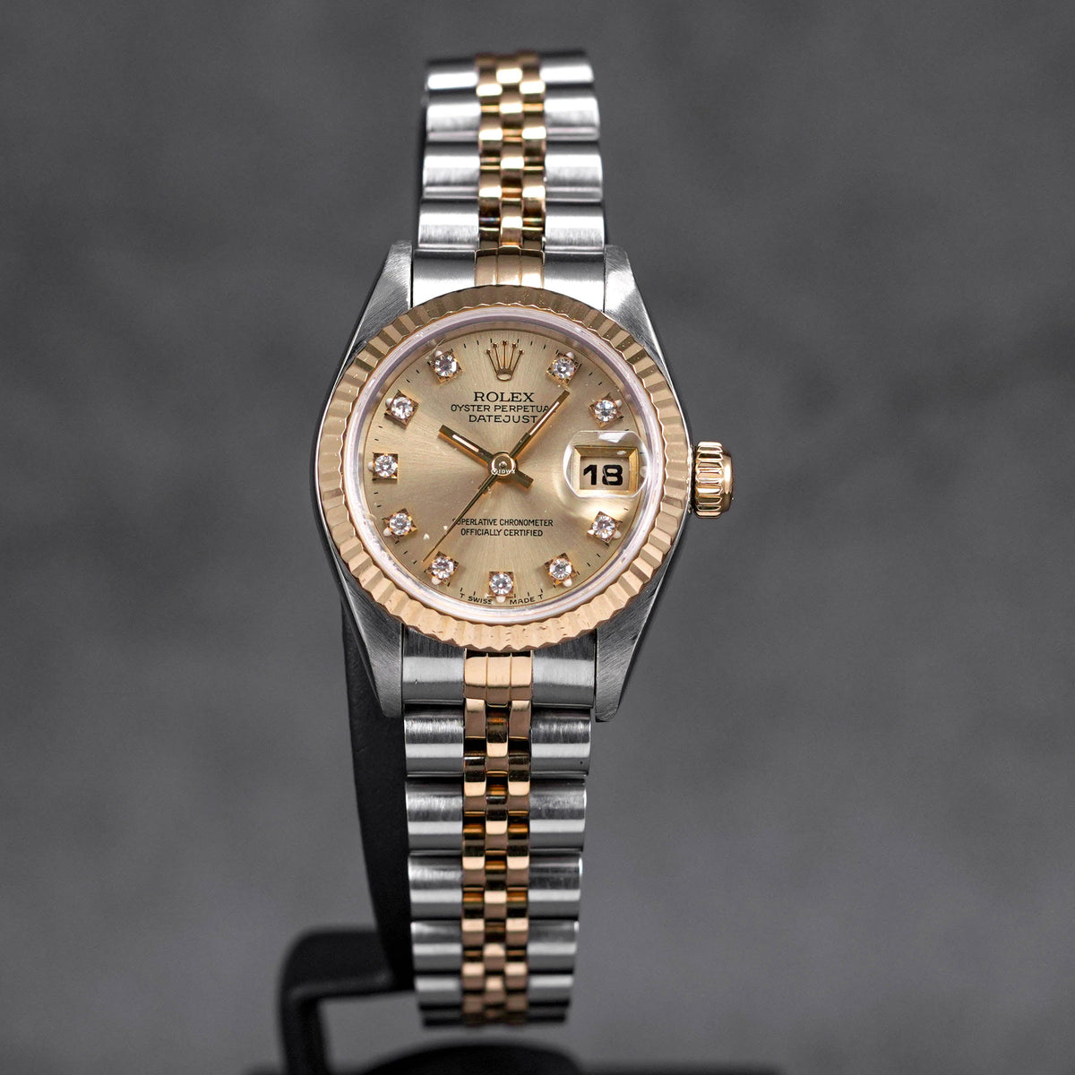DATEJUST 26MM TWOTONE YELLOWGOLD CHAMPAGNE DIAMOND DIAL (WATCH ONLY)