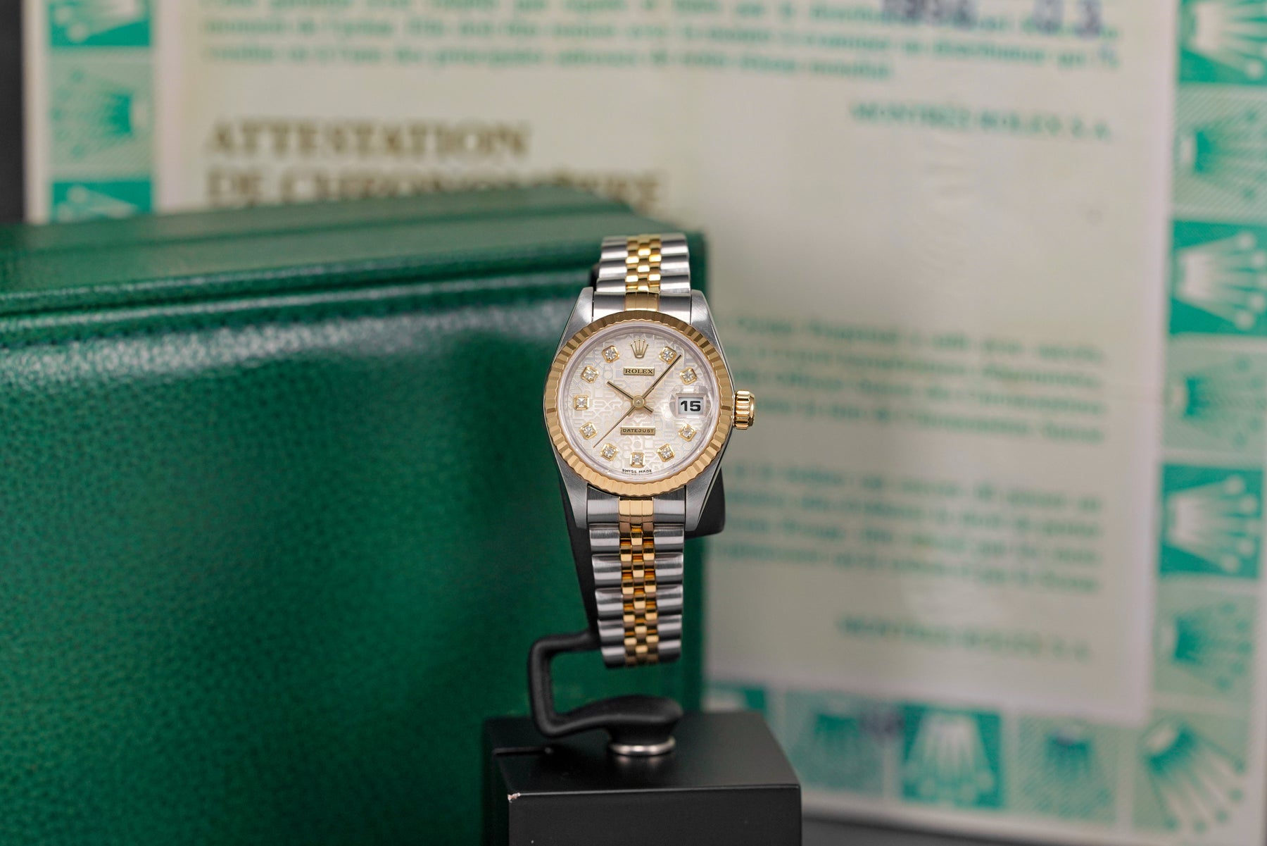 DATEJUST 26MM TWOTONE YELLOWGOLD SILVER COMPUTERIZED DIAMOND DIAL (1996)