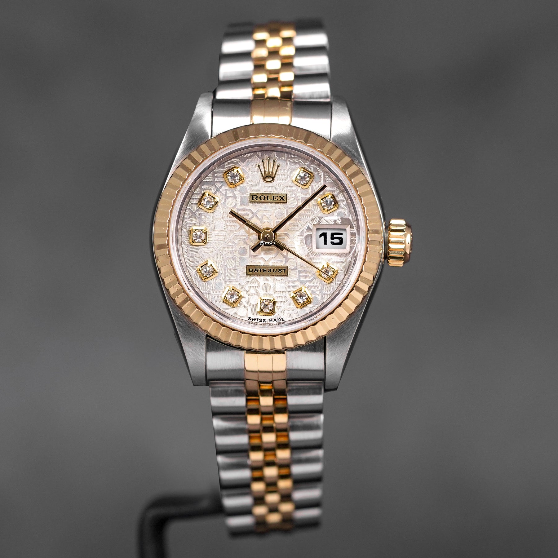 DATEJUST 26MM TWOTONE YELLOWGOLD SILVER COMPUTERIZED DIAMOND DIAL (1996)