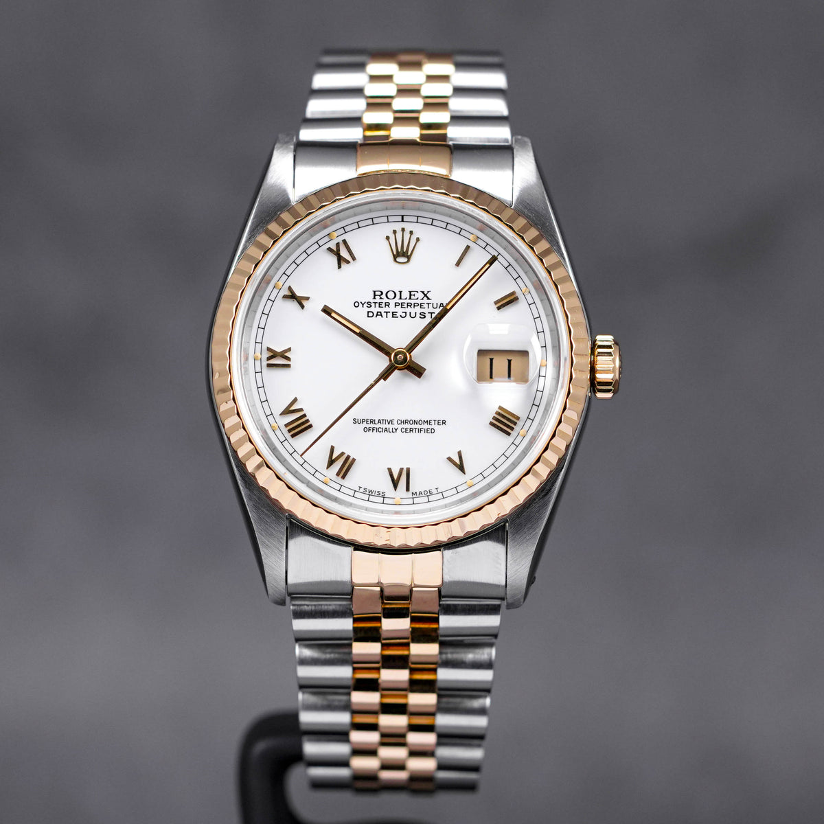 DATEJUST 36MM TWOTONE YELLOWGOLD WHITE ROMAN INDEX DIAL (WATCH ONLY)