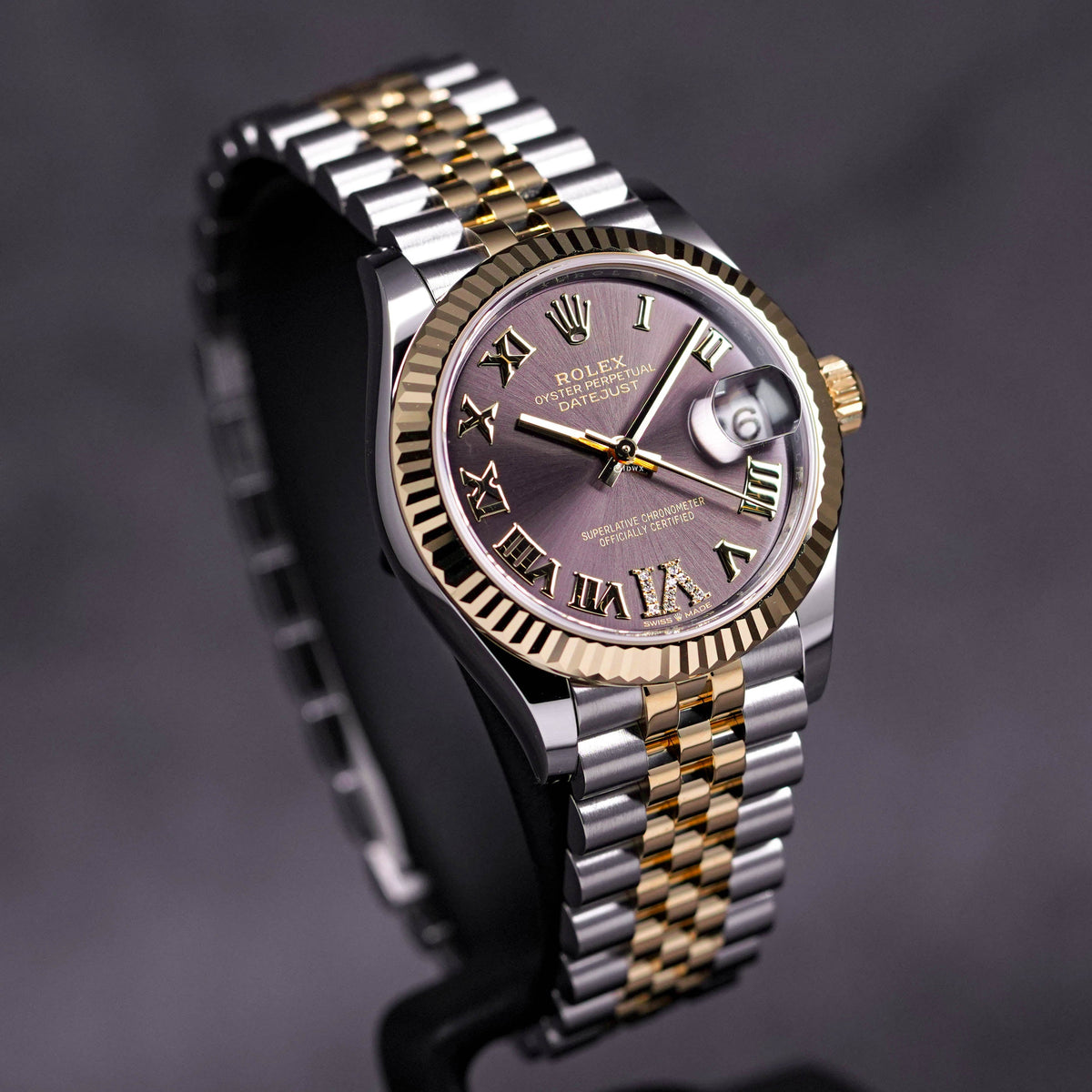 DATEJUST 31MM TWOTONE YELLOWGOLD DARK GREY ROMAN DIAL DIAMOND 6 (2023)