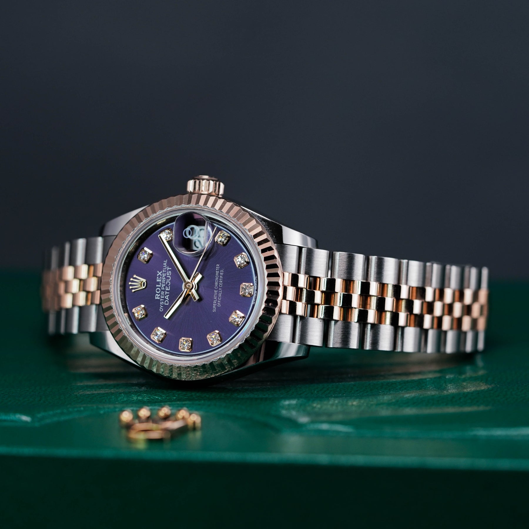 DATEJUST TWOTONE ROSEGOLD AUBERGINE DIAMOND DIAL (2019)