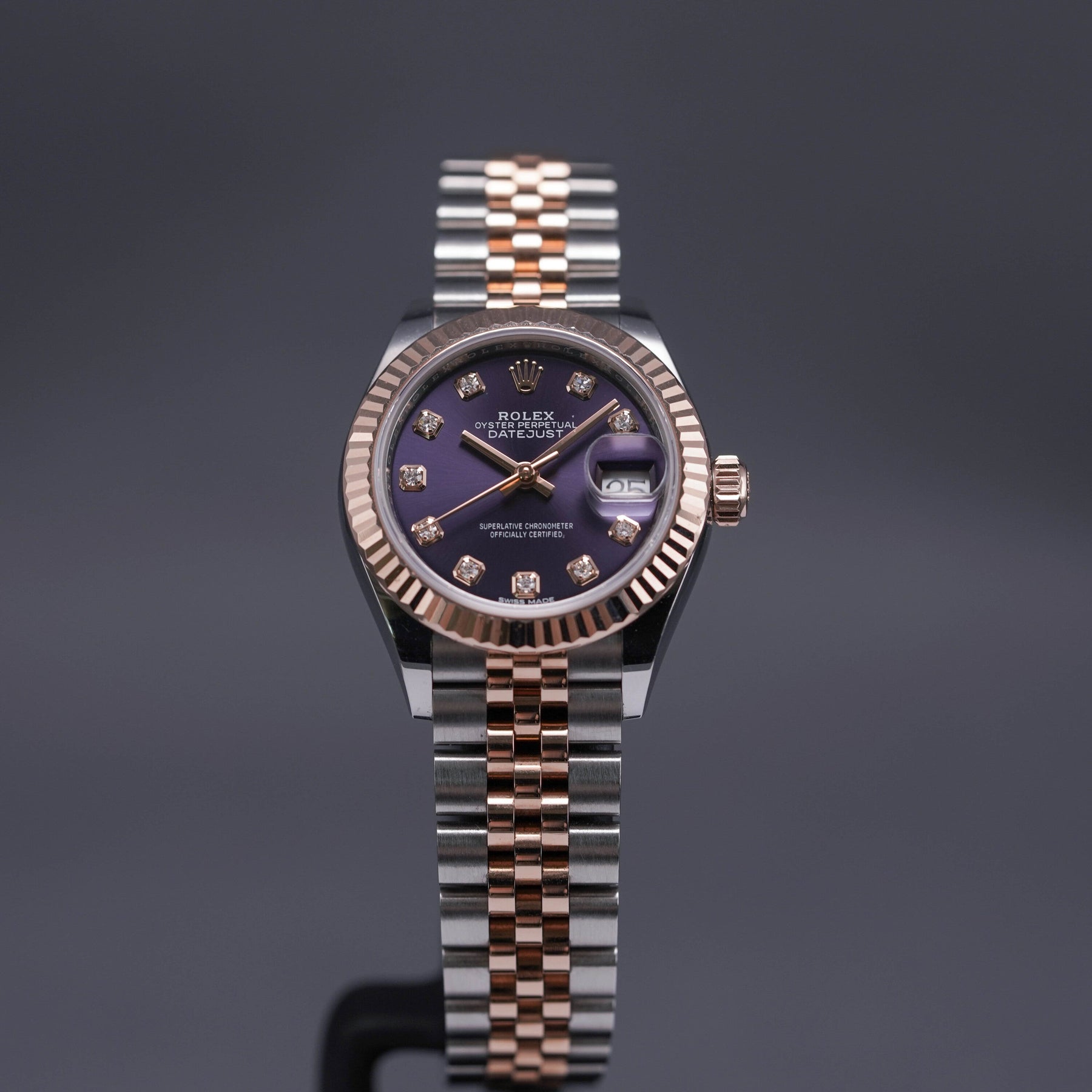 DATEJUST TWOTONE ROSEGOLD AUBERGINE DIAMOND DIAL (2019)