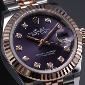 DATEJUST TWOTONE ROSEGOLD AUBERGINE DIAMOND DIAL (2019)