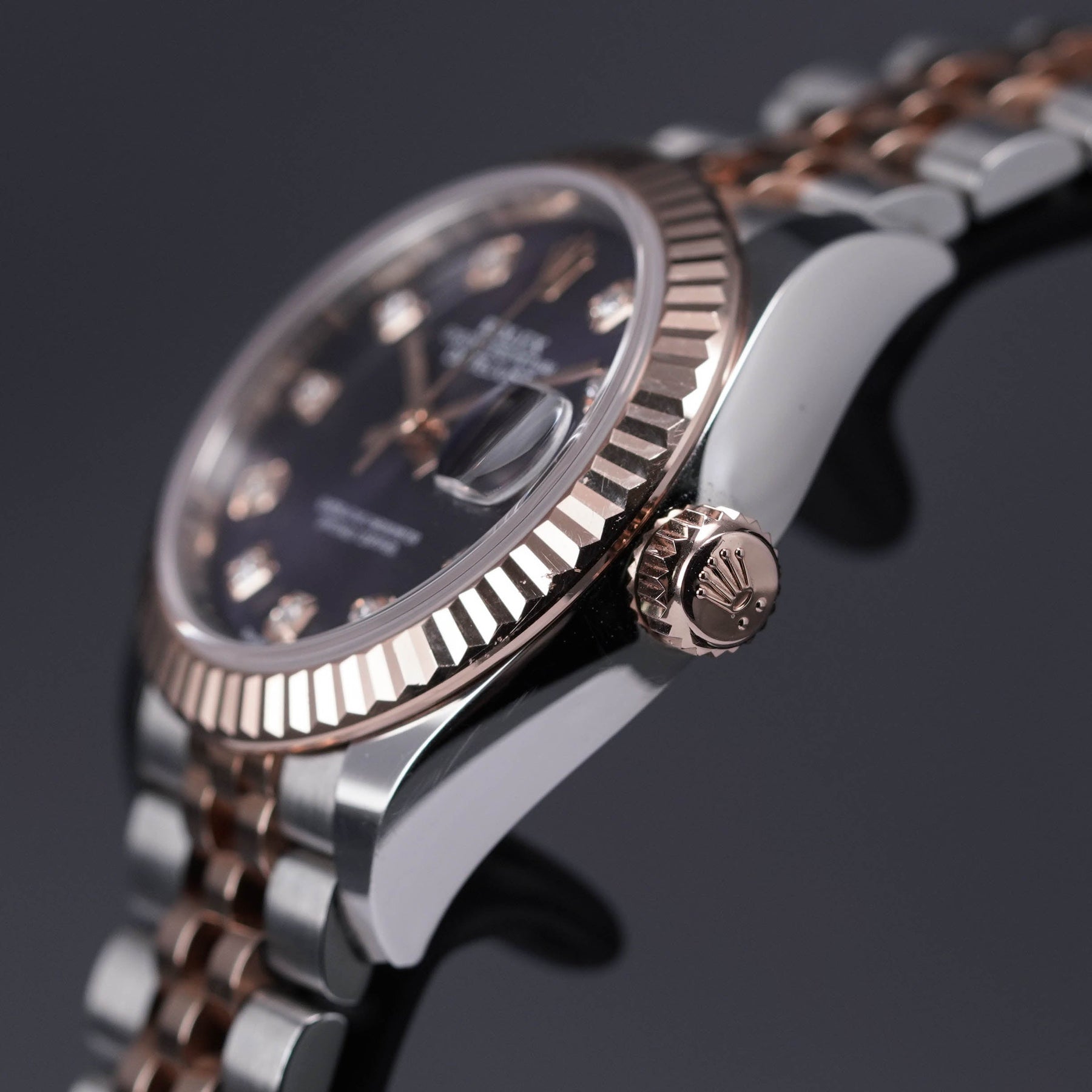 DATEJUST TWOTONE ROSEGOLD AUBERGINE DIAMOND DIAL (2019)