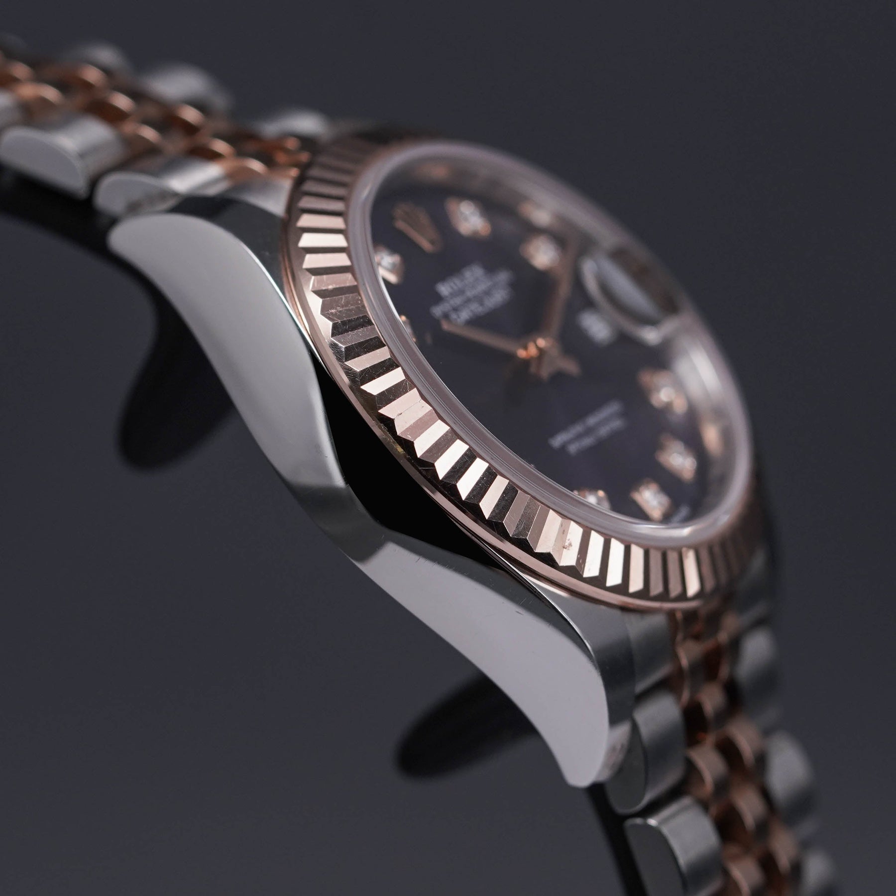 DATEJUST TWOTONE ROSEGOLD AUBERGINE DIAMOND DIAL (2019)