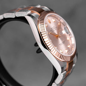 DATEJUST 41MM TWOTONE ROSEGOLD SILVER SUNDUST DIAMOND DIAL (2018)