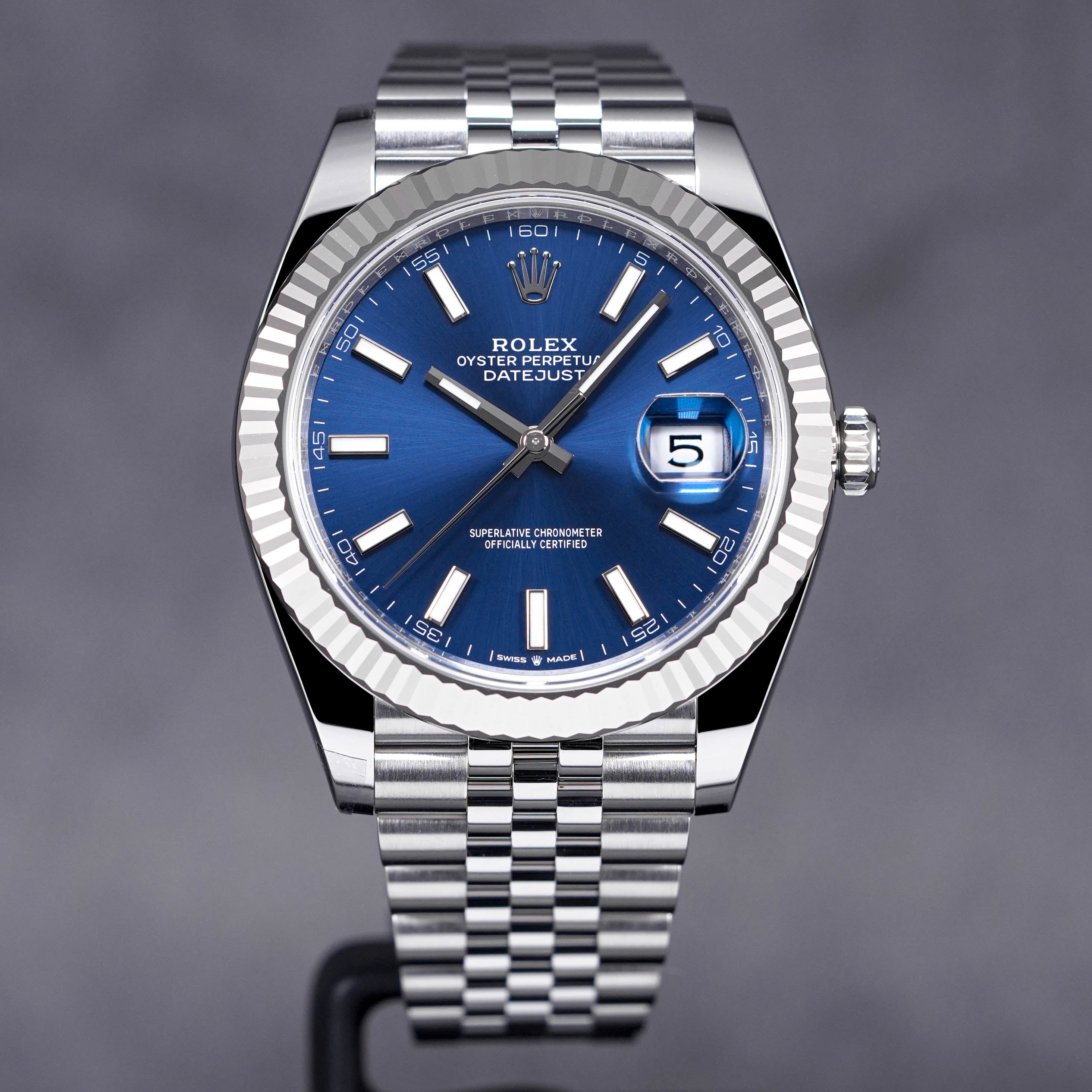 ROLEX DATEJUST 41MM BLUE INDEX STICK DIAL (2023) - OMNILUXE