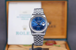 DATEJUST 36MM 16234 BLUE FLUTED JUBILEE (1999)