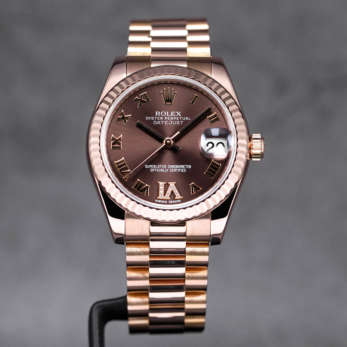 DATEJUST 31MM ROSEGOLD CHOCO ROMAN DIAL DIAMOND ON VI (2013)