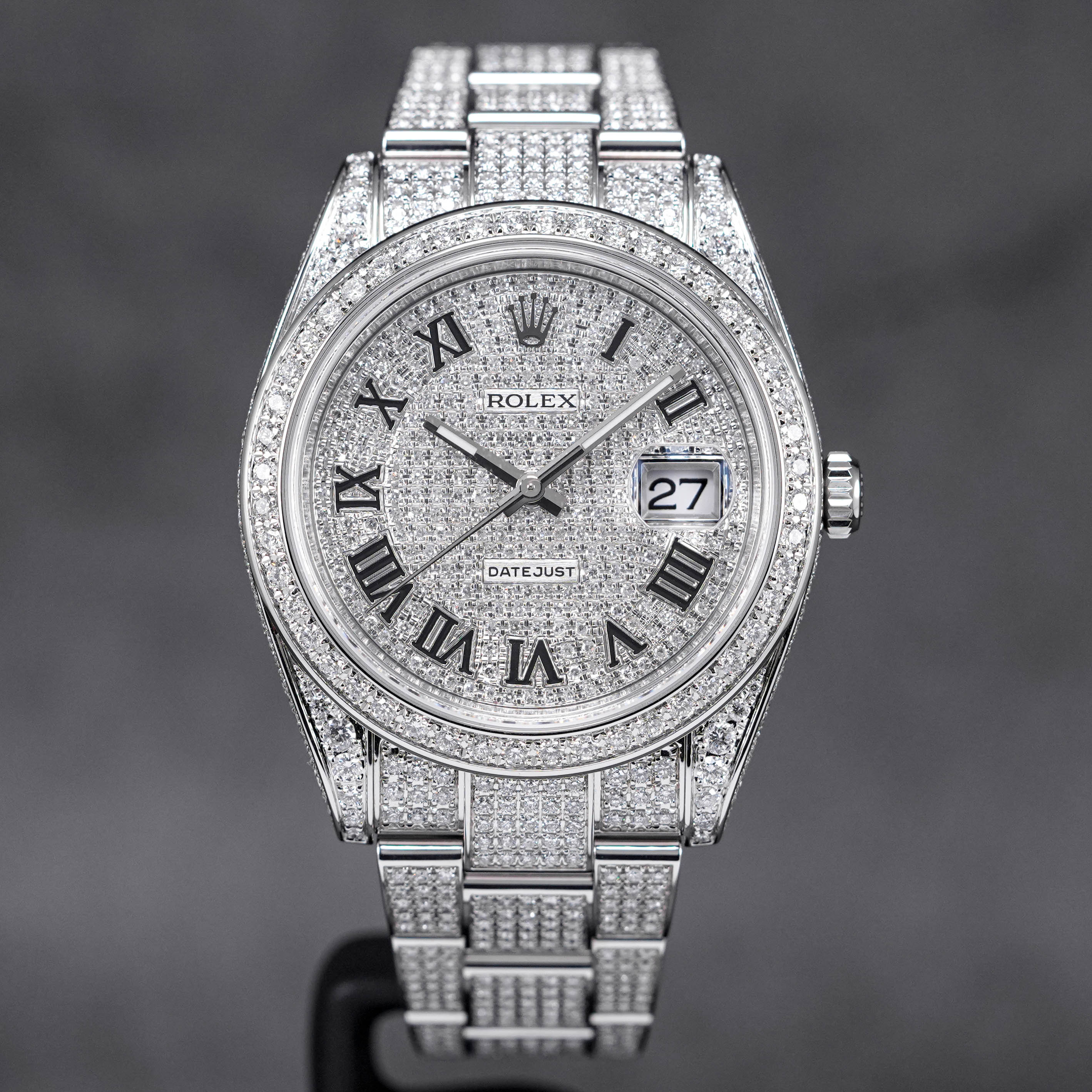 ROLEX DATEJUST II CUSTOM PAVED DIAMOND SET ROMAN DIAL (2023) - OMNILUXE