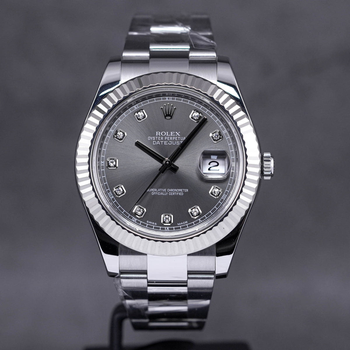 DATEJUST 41MM FLUTED OYSTER RHODIUM DIAMOND DIAL (2017)