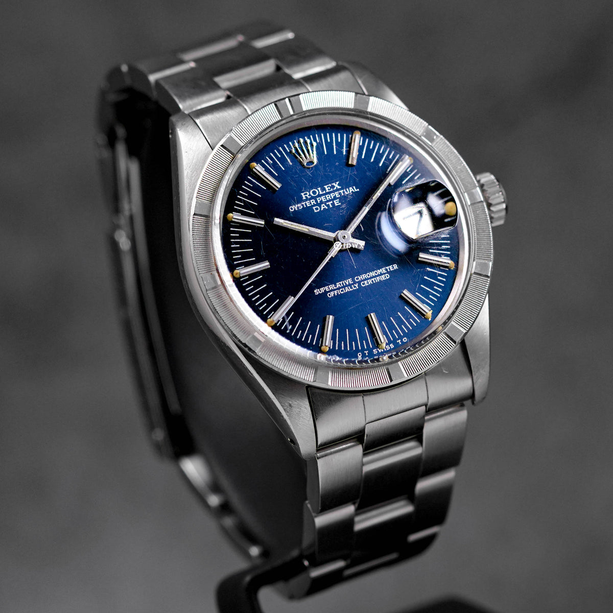 OYSTER PERPETUAL DATE 34MM BLUE RADIAL DIAL (WATCH ONLY-CIRCA 1973)
