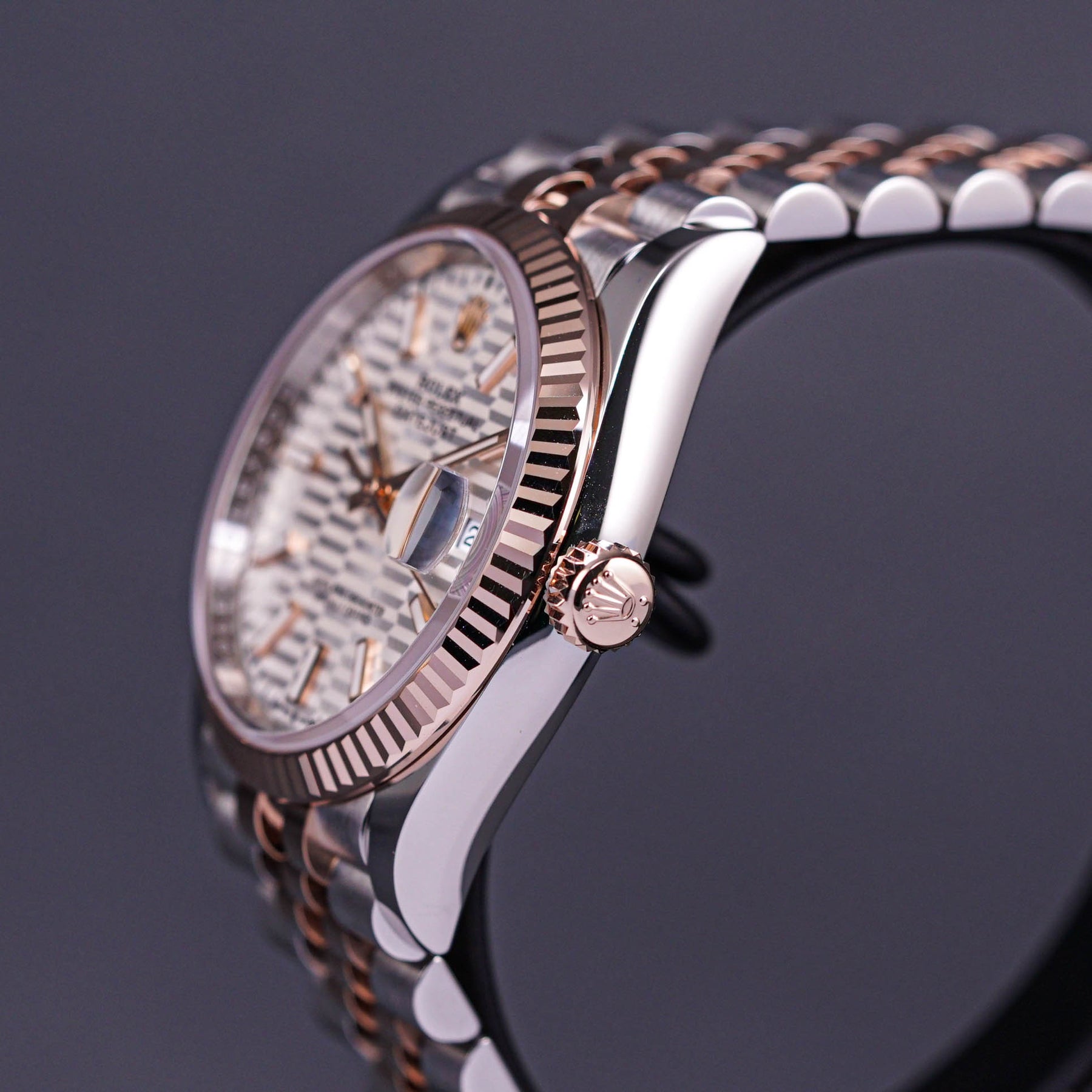 DATEJUST 36MM TWOTONE ROSEGOLD SILVER FLUTED DIAL FLUTED JUBILEE