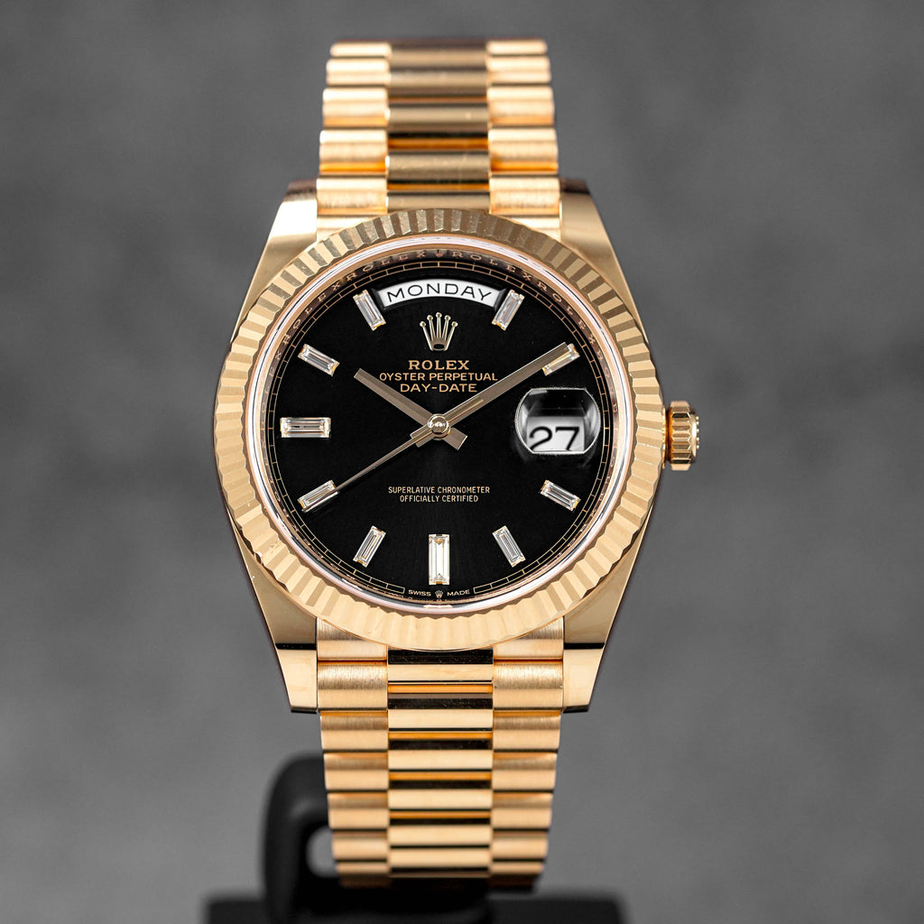 Rolex baguette diamond dial hot sale