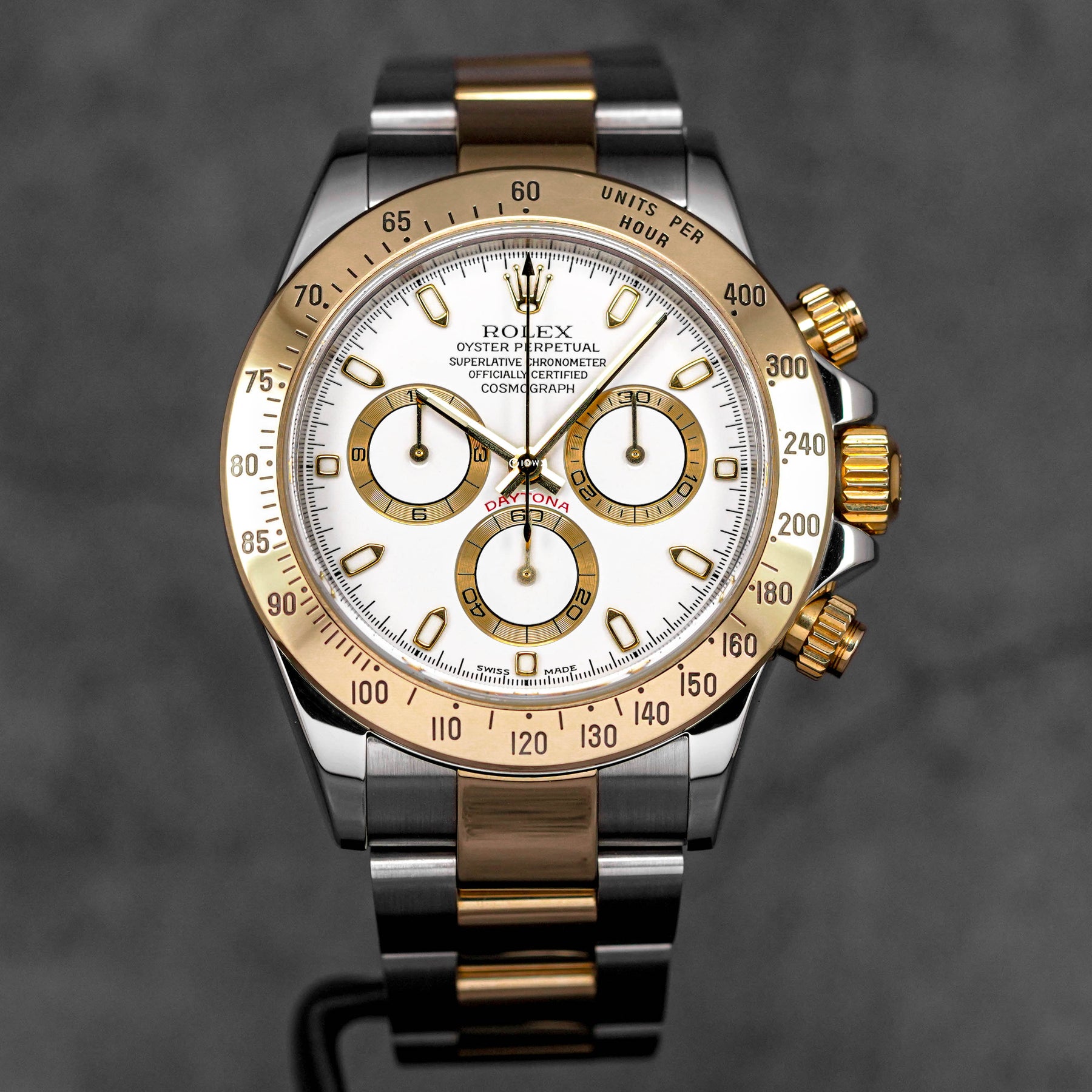 ROLEX DAYTONA TWOTONE YELLOWGOLD WHITE DIAL K SERIES WATCH ONLY