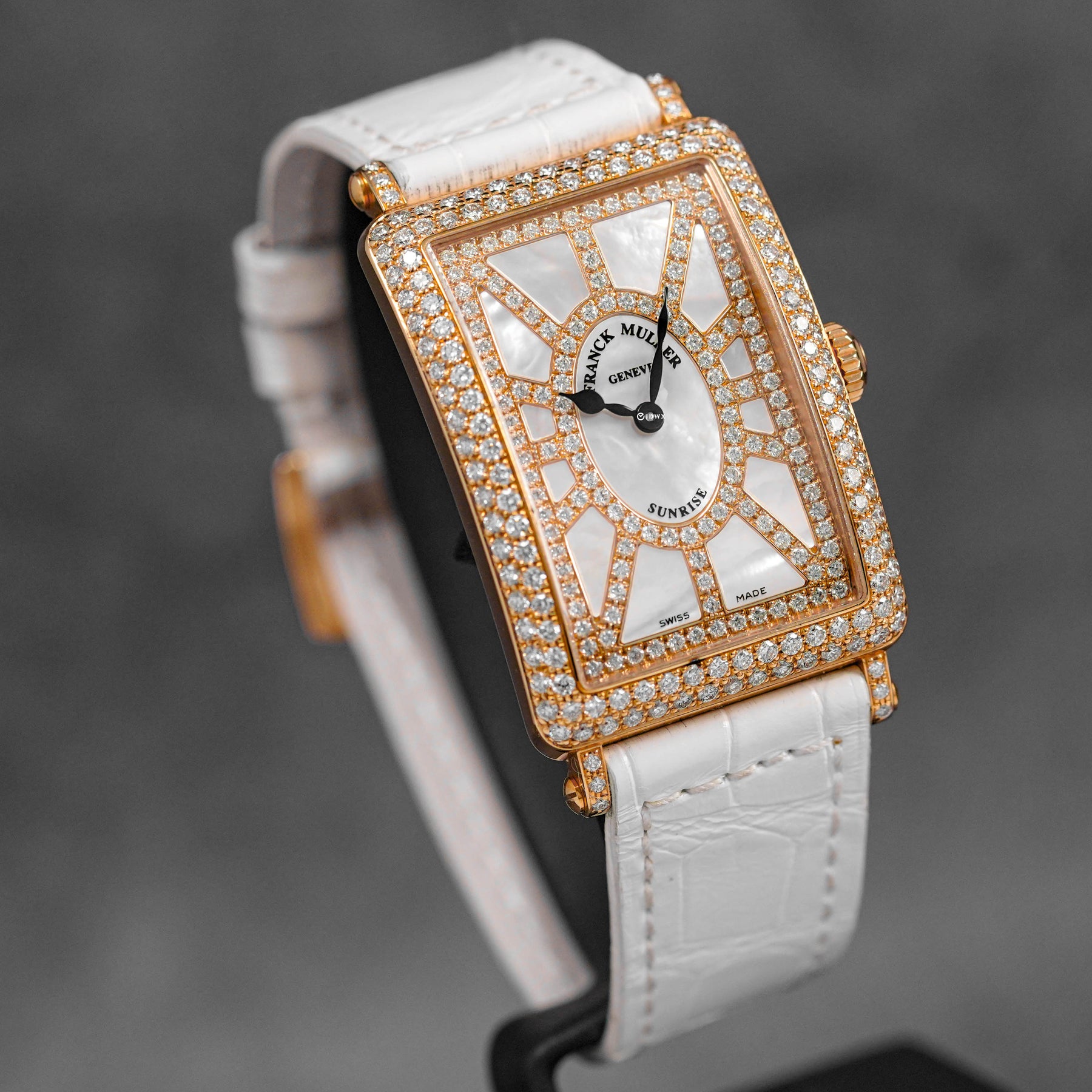 LONG ISLAND SUNRISE ROSEGOLD MOP DIAMOND DIAL WHITE LEATHER STRAP (2014)