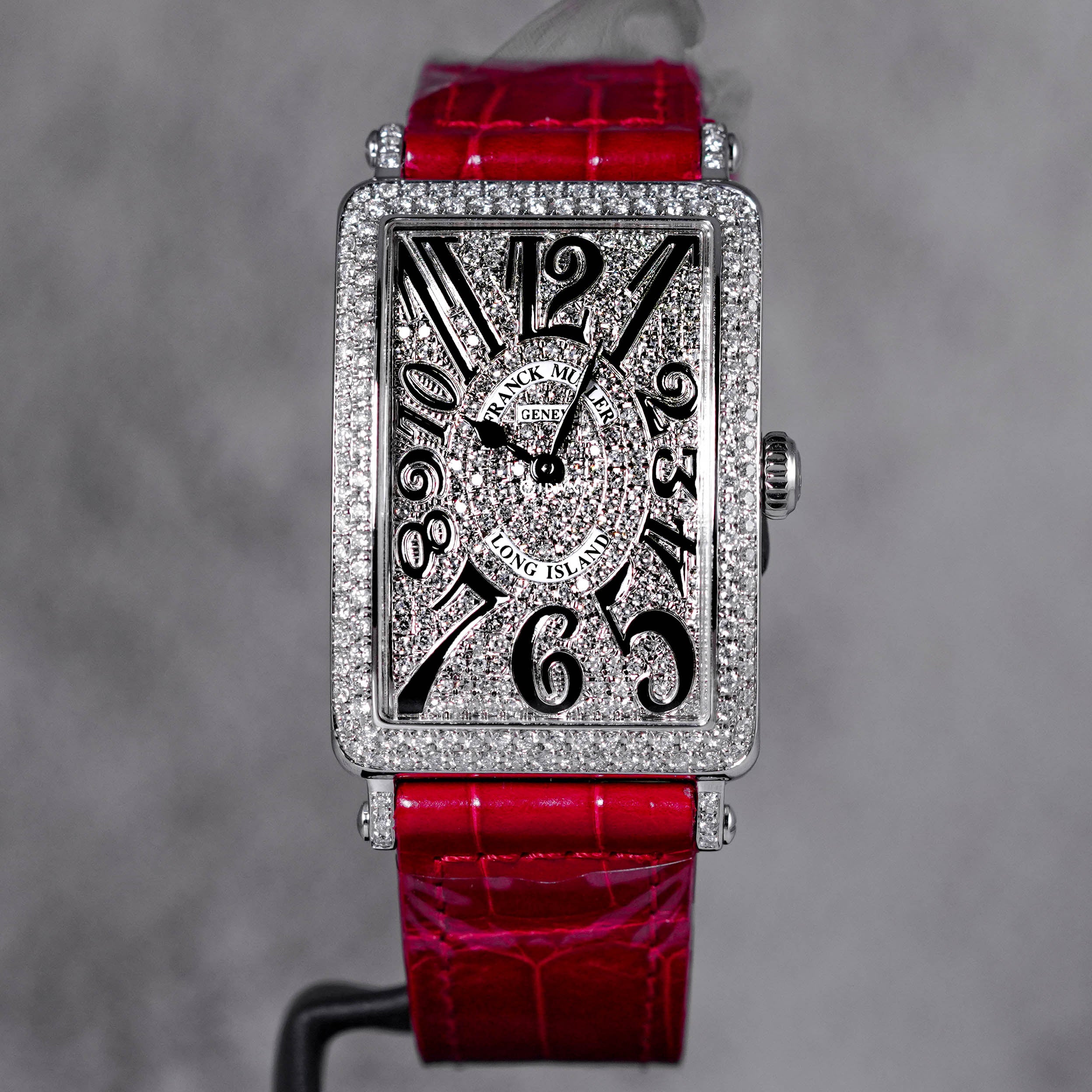 FRANCK MULLER LONG ISLAND DIAMOND DIAL RED LEATHER STRAP 2023