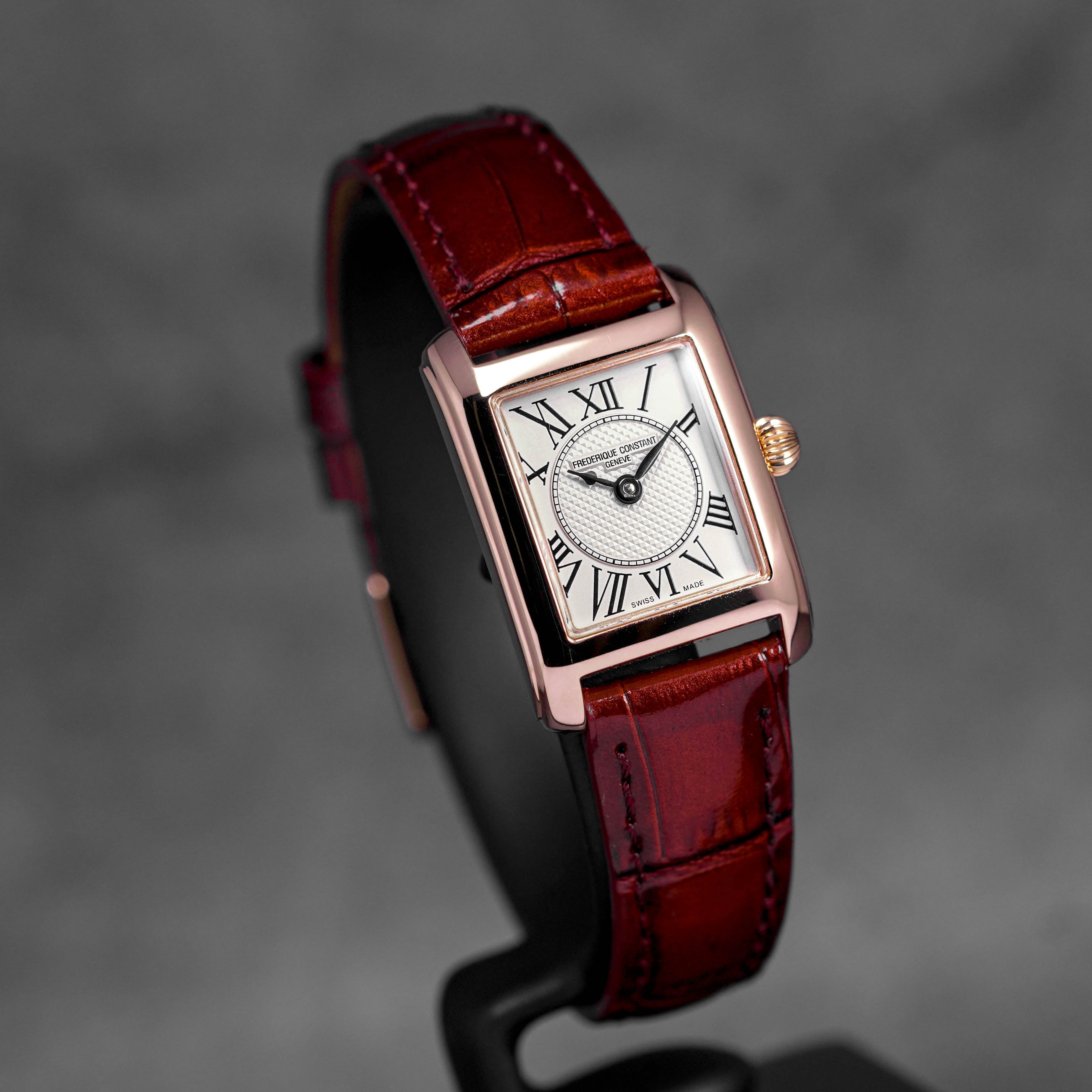 CLASSICS CAREE ROSEGOLD-PLATED STEEL WHITE DIAL LEATHER STRAP