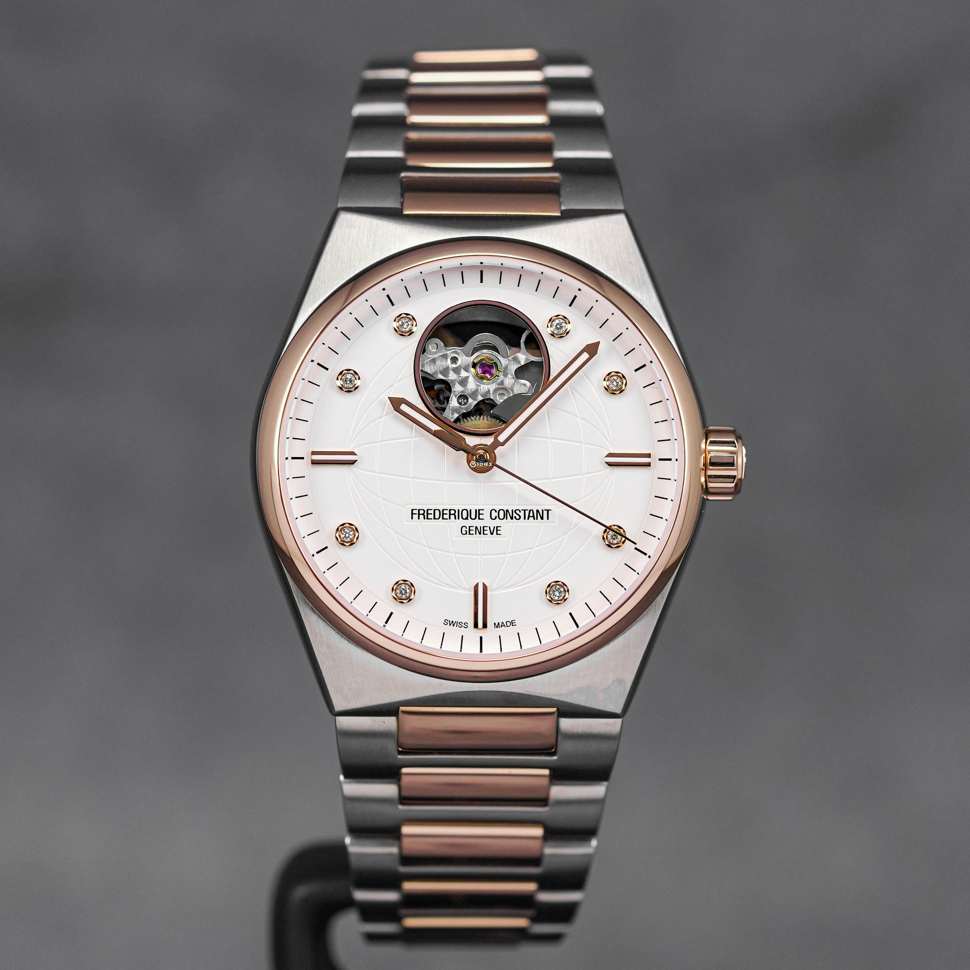 HIGHLIFE HEART BEAT TWOTONE ROSEGOLD-PLATED STEEL SILVER DIAL
