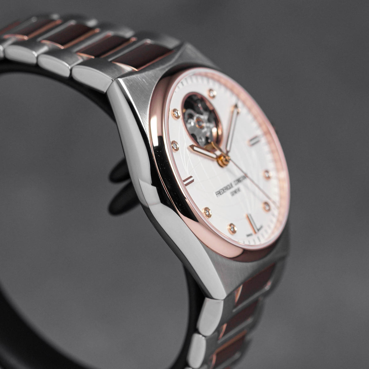 HIGHLIFE HEART BEAT TWOTONE ROSEGOLD-PLATED STEEL SILVER DIAL