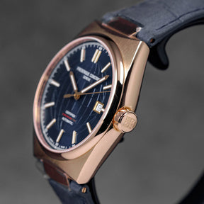 HIGHLIFE 39MM COSC TWOTONE ROSEGOLD-PLATED STEEL BLUE DIAL LEATHER STRAP (2025)