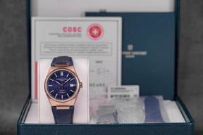 HIGHLIFE 39MM COSC TWOTONE ROSEGOLD-PLATED STEEL BLUE DIAL LEATHER STRAP (2025)