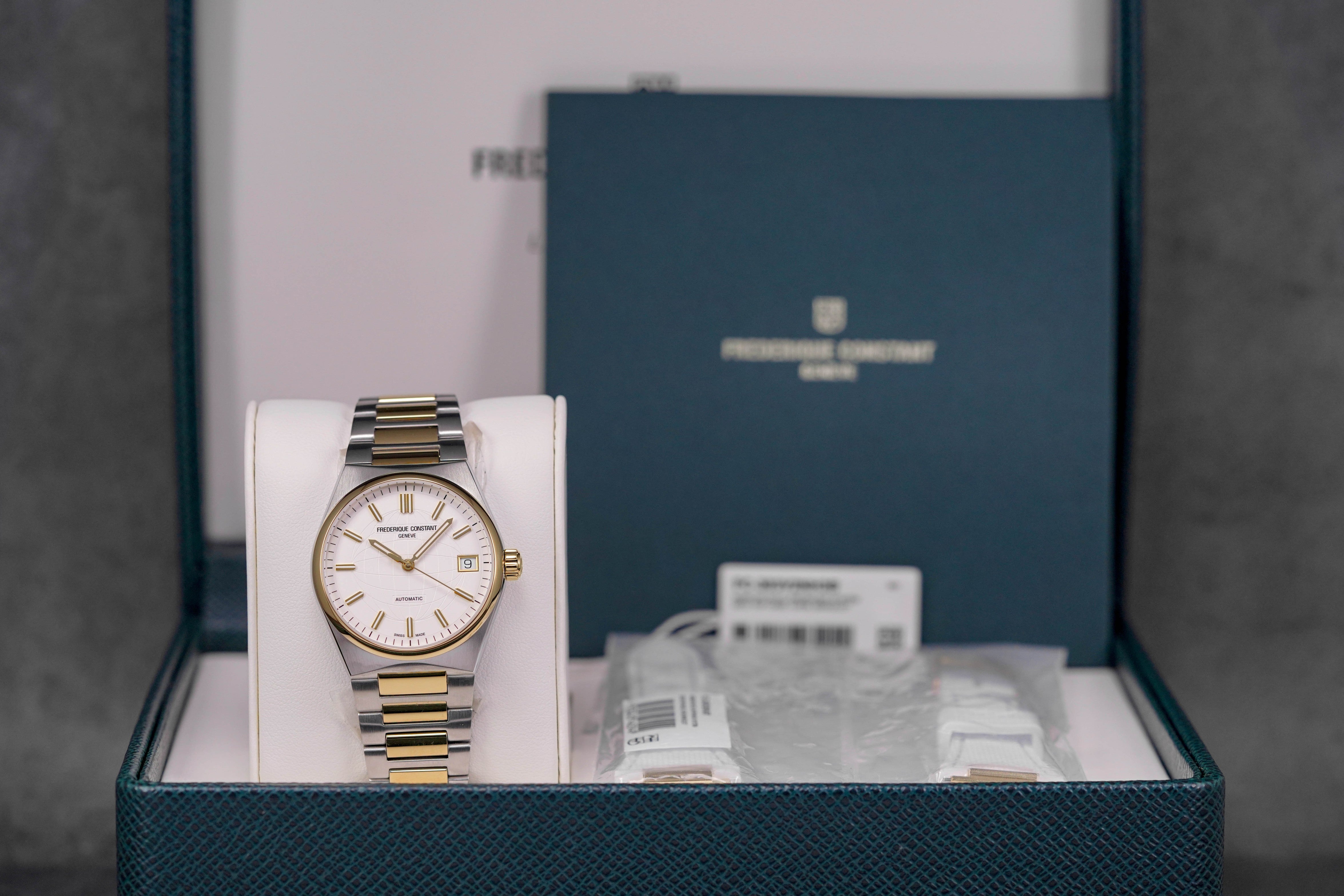 HIGHLIFE LADIES 34MM TWOTONE YELLOWGOLD-PLATED STEEL SILVER DIAL