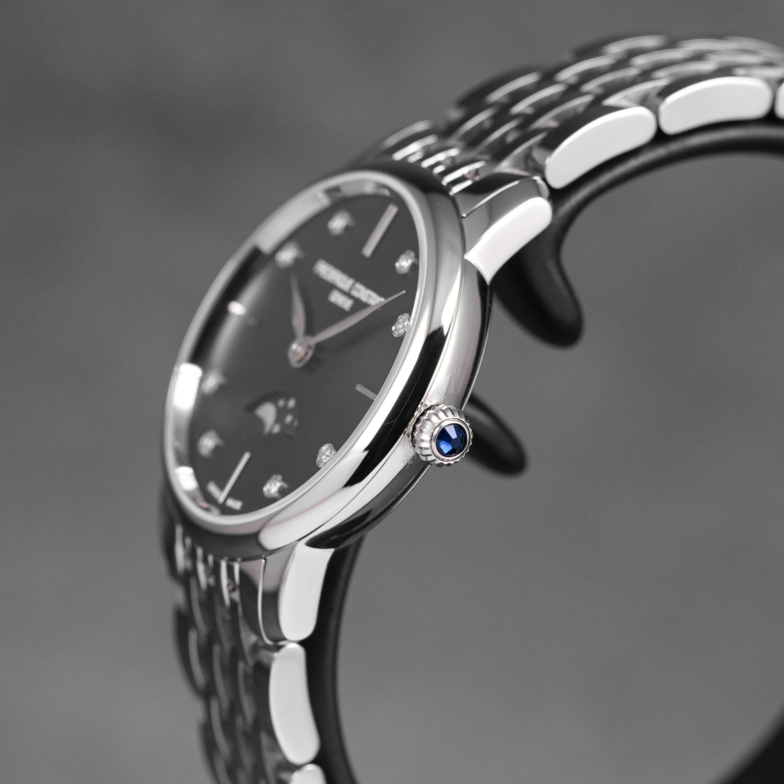 SLIMLINE MOONPHASE BLACK MOP DIAMOND DIAL