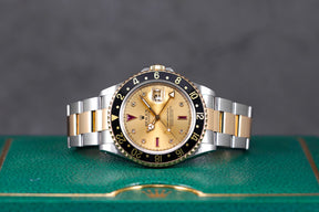 GMT MASTER-II TWOTONE YELLOWGOLD CHAMPAGNE DIAL DIAMOND INDEX WITH RUBY 'S SERIES' (CIRCA 1993)