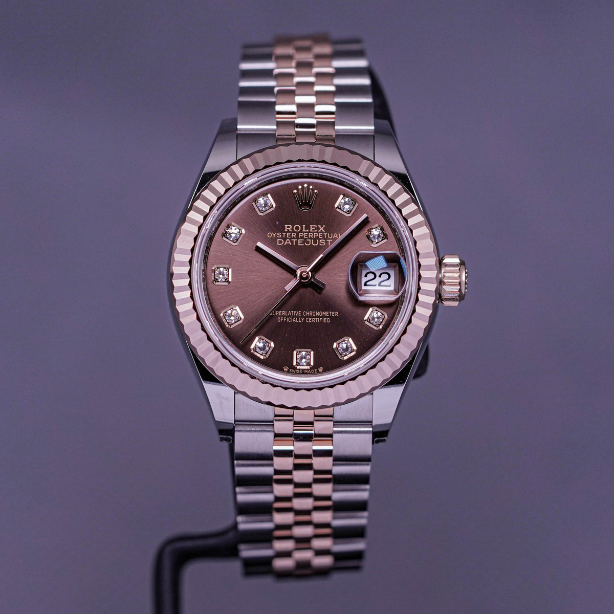 DATEJUST 28MM TWOTONE ROSEGOLD CHOCO DIAMOND DIAL (2022)