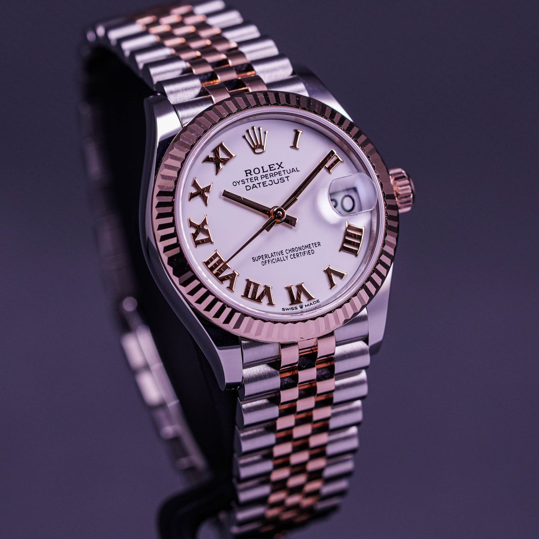 DATEJUST 31MM TWOTONE ROSEGOLD WHITE ROMAN DIAL (2022)