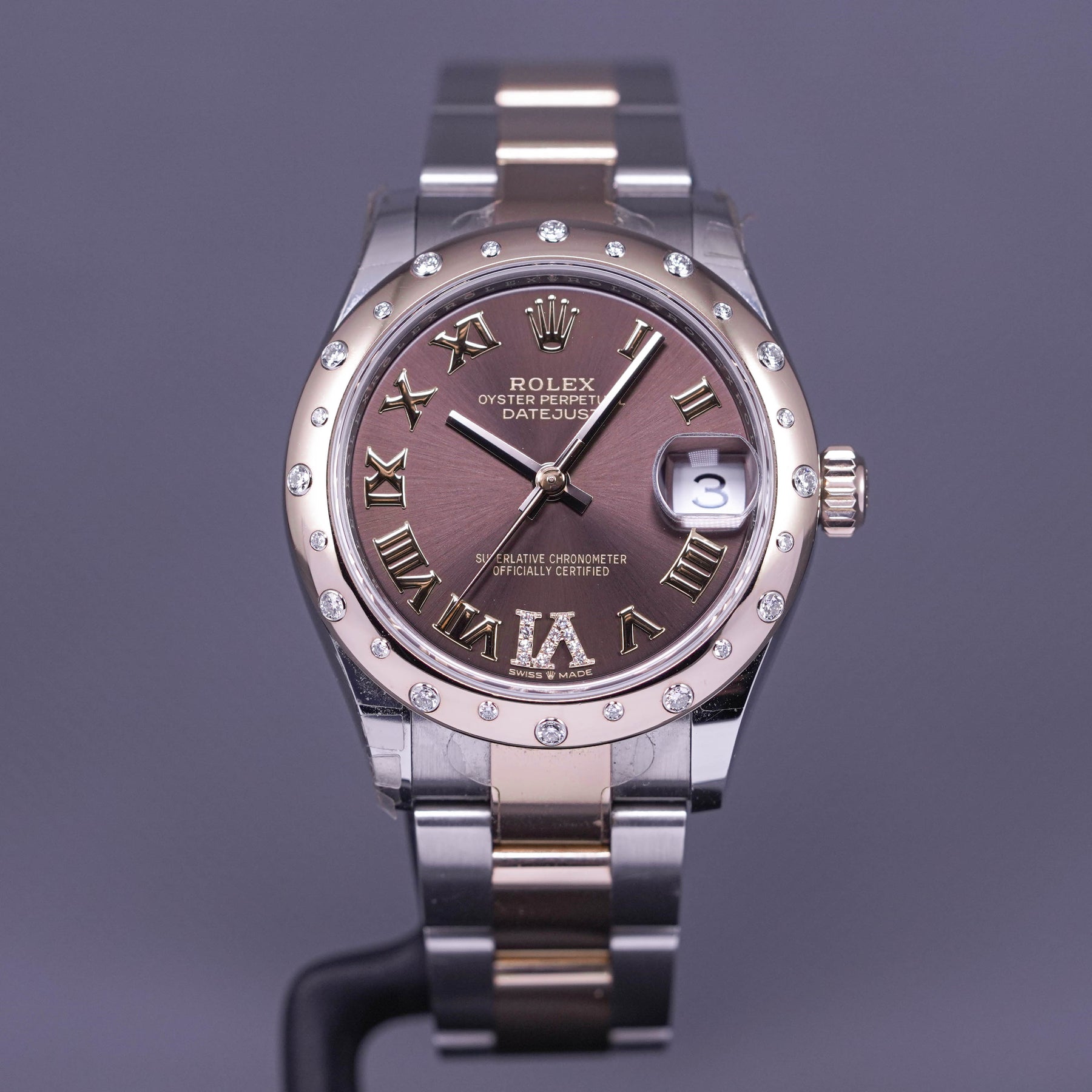 DATEJUST 31 TWOTONE ROSEGOLD OYSTER DOMED DIAMOND CHOCO DIAL WITH DIAMOND ON 6 (2020)