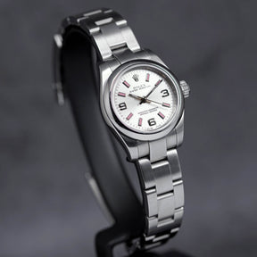 OYSTER PERPETUAL 26MM SILVER DIAL PINK INDEX (2010)