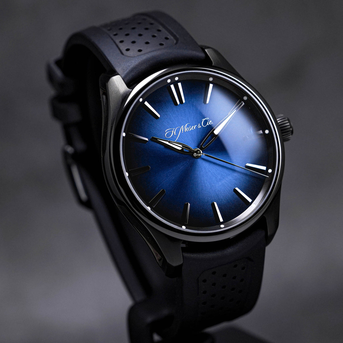 PIONEER CENTRE SECONDS BLACK DLC BLUE FUNKY DIAL RUBBER STRAP (2019)