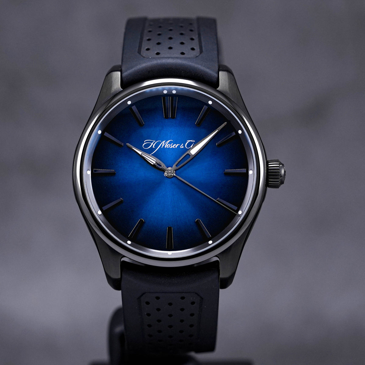 PIONEER CENTRE SECONDS BLACK DLC BLUE FUNKY DIAL RUBBER STRAP (2019)