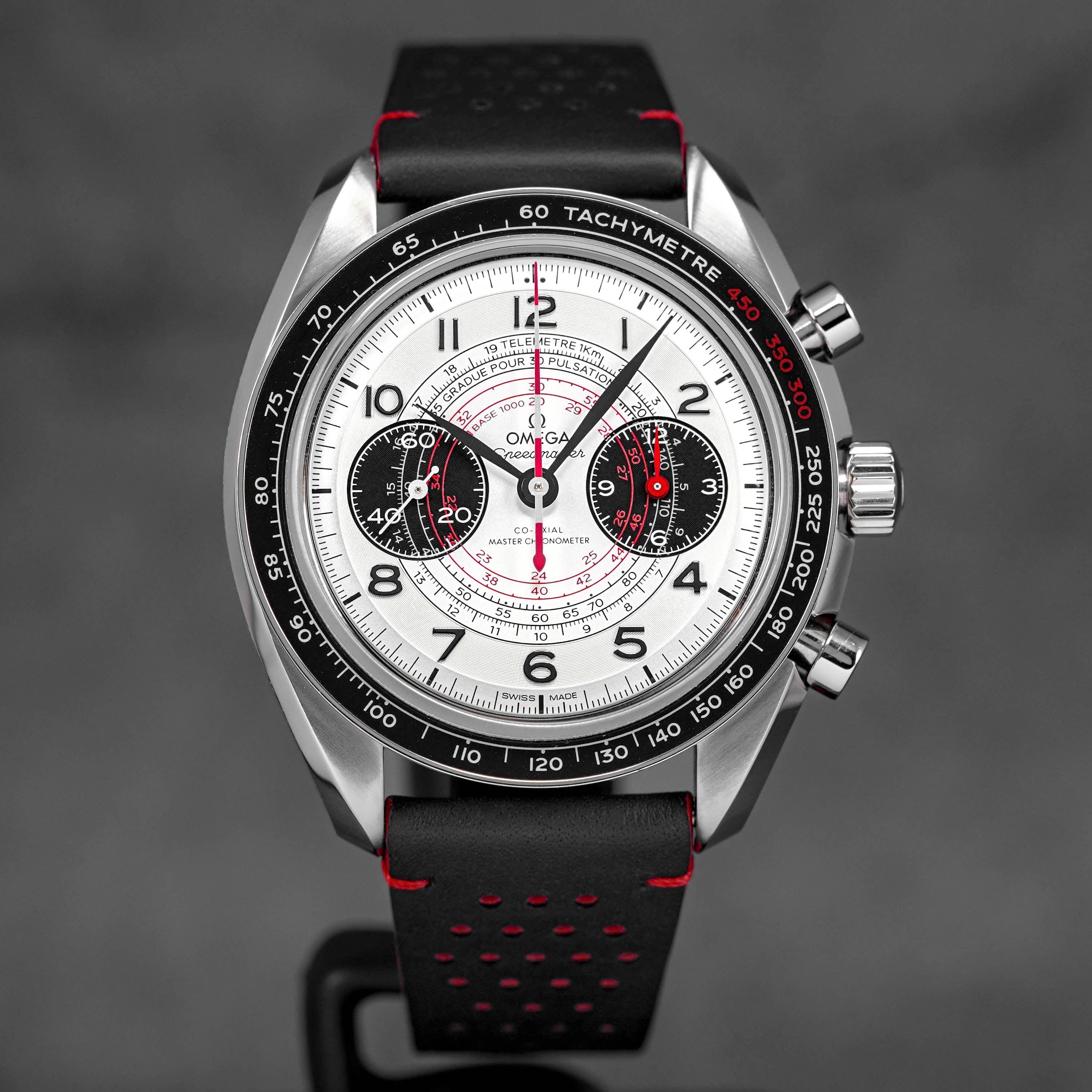 OMEGA SPEEDMASTER CHRONOSCOPE SILVER-RED DIAL LEATHER STRAP (2022 ...