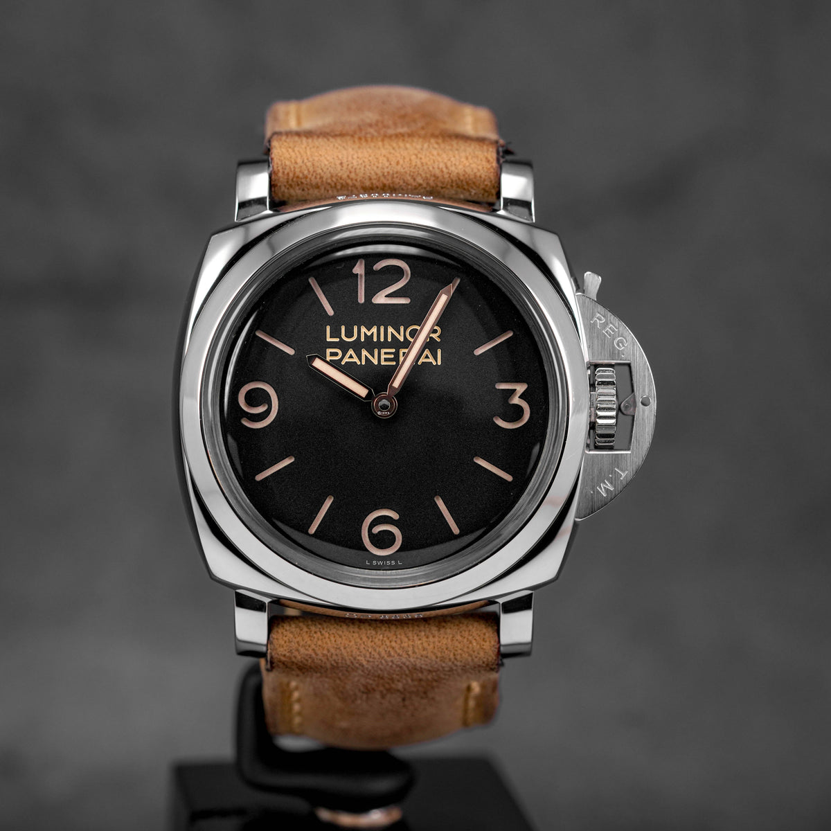 LUMINOR 1950 3 DAYS 47MM BLACK DIAL BROWN LEATHER STRAP PAM 372 (WATCH & BOX ONLY)