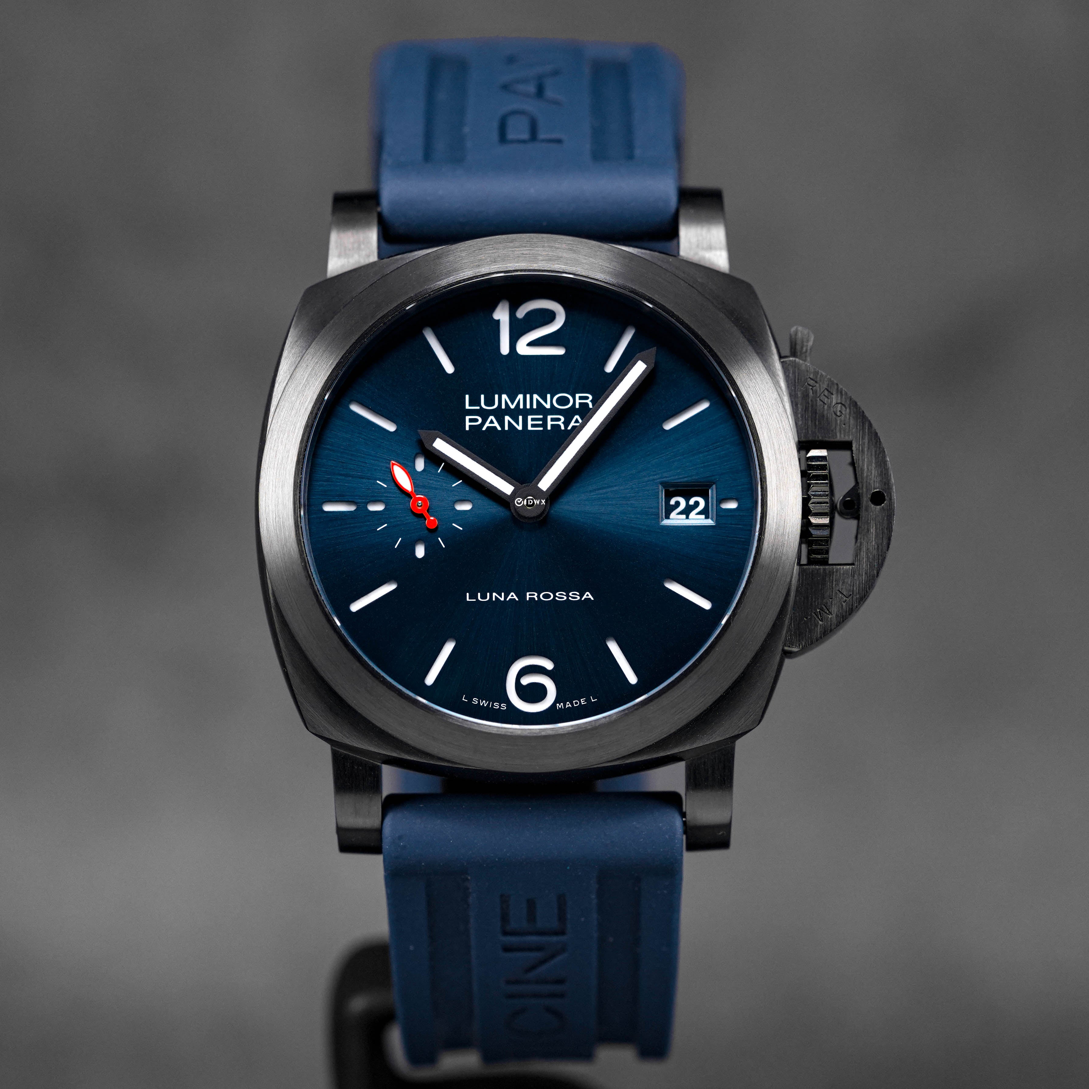 PANERAI LUMINOR QUARANTA LUNNA ROSSA STEEL DLC BLUE DIAL PAM 1408