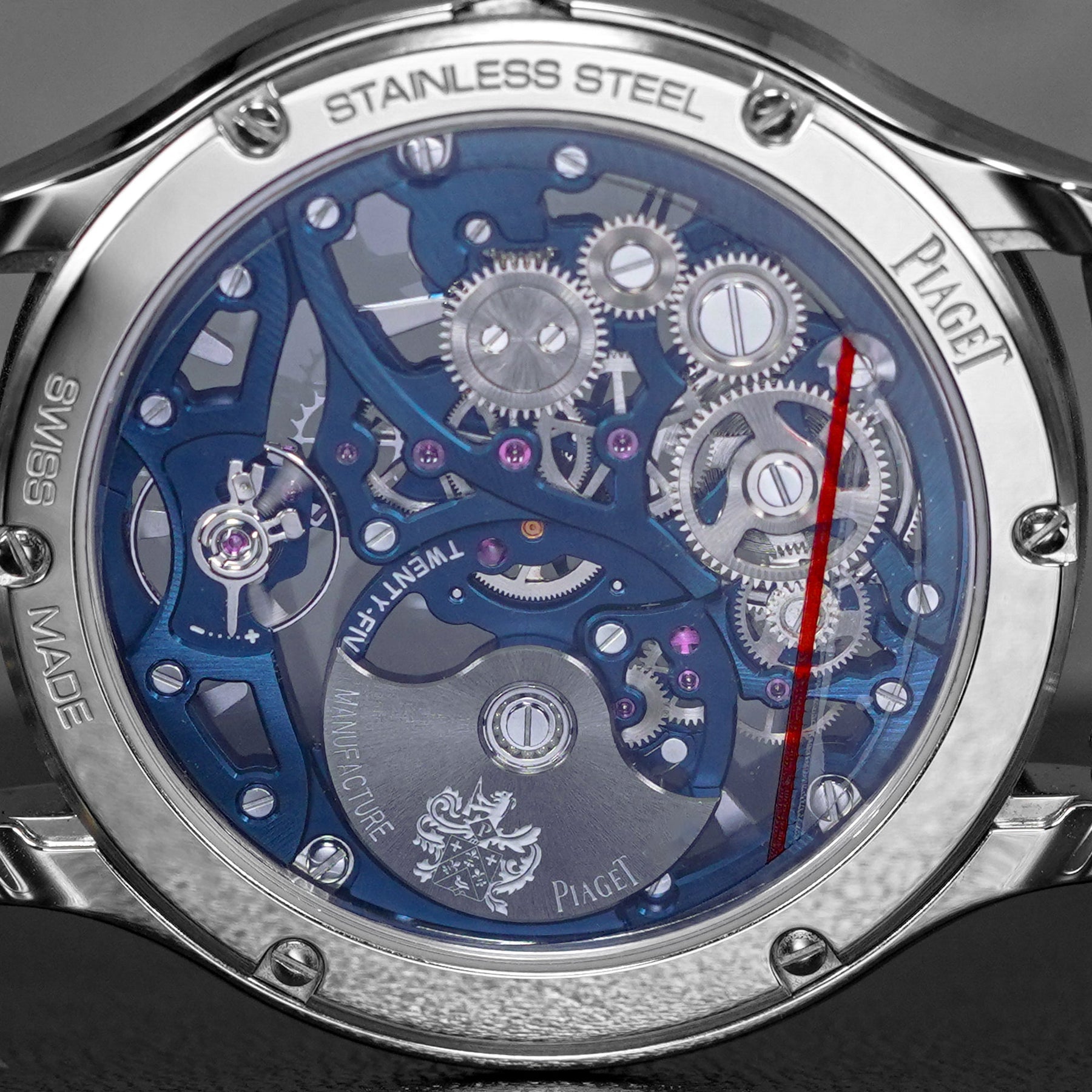 POLO SKELETON BLUE DIAL LEATHER STRAP (UNDATED)