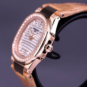 NAUTILUS 7010R-001 ROSEGOLD DIAMOND BEZEL LEATHER STRAP (2022)